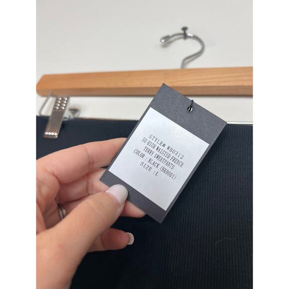 NWT Marissa Webb So High Waisted French Terry Sweatpants Black Size: Large - Picture 5 of 8